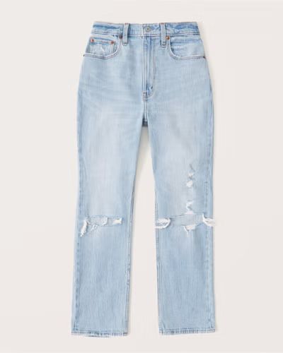 Women's Curve Love Ultra High Rise Ankle Straight Jeans | Women's Bottoms | Abercrombie.com | Abercrombie & Fitch (US)