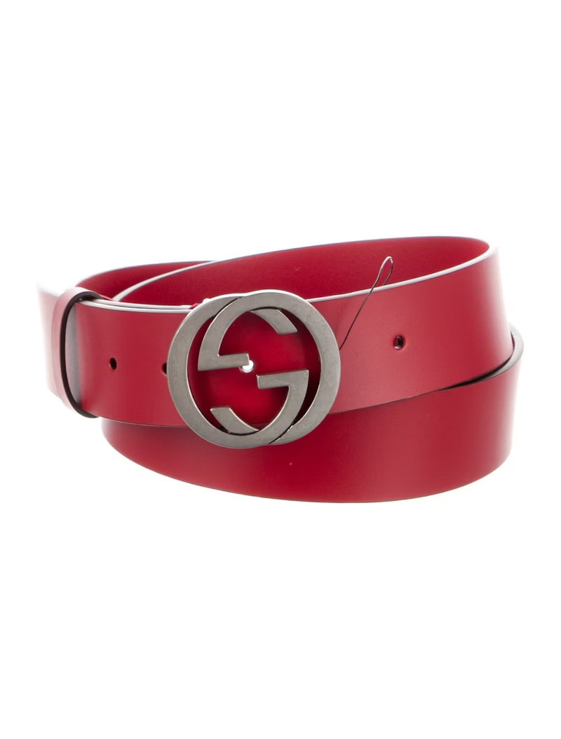 Men's Gucci Calfskin Interlock GG Leather Belt in Red | StockX
