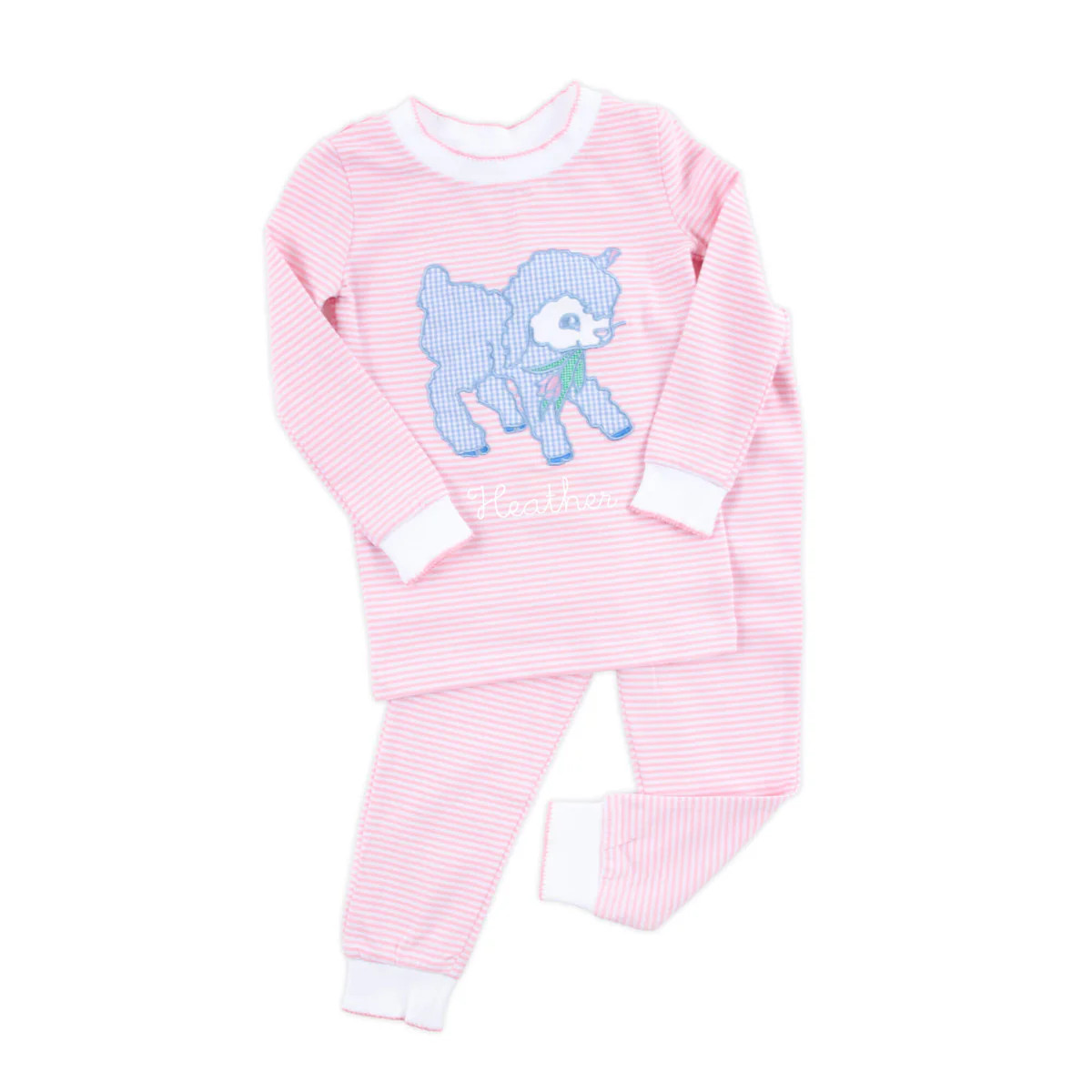 Baby Lamb Pink Stripe Pajamas | Classic Whimsy