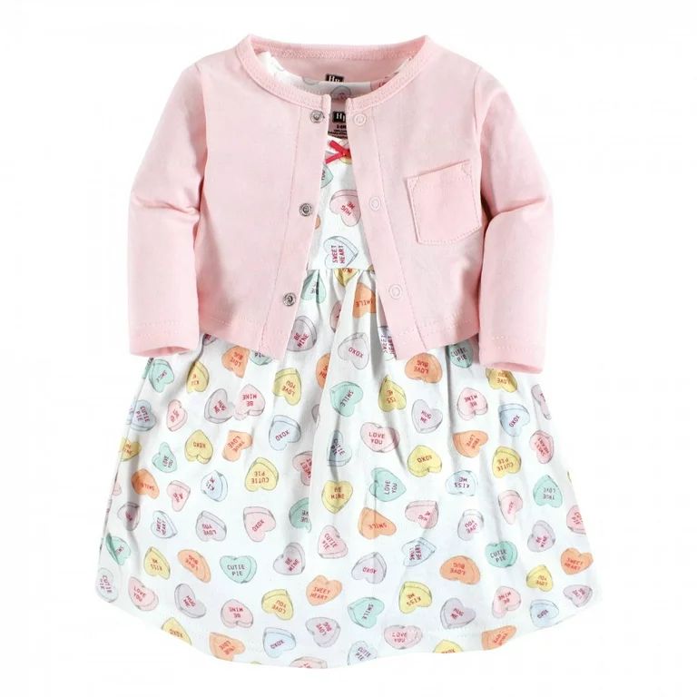 Hudson Baby Infant and Toddler Girl Cotton Dress and Cardigan Set, Be Mine Valentine, 4 Toddler -... | Walmart (US)