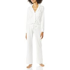 Amazon Essentials Women's Cotton Modal Long-Sleeve Shirt and Full-Length Bottom Pajama Set | Amazon (US)