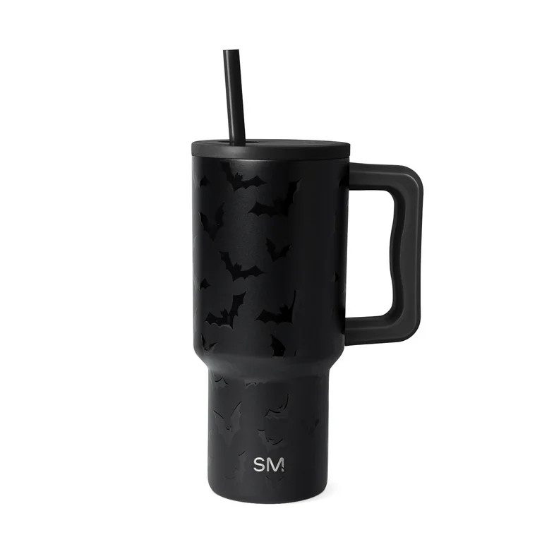 Simple Modern 30 fl oz Insulated Stainless Steel Trek Tumbler with Straw Lid | Spooky Bats | Walmart (US)
