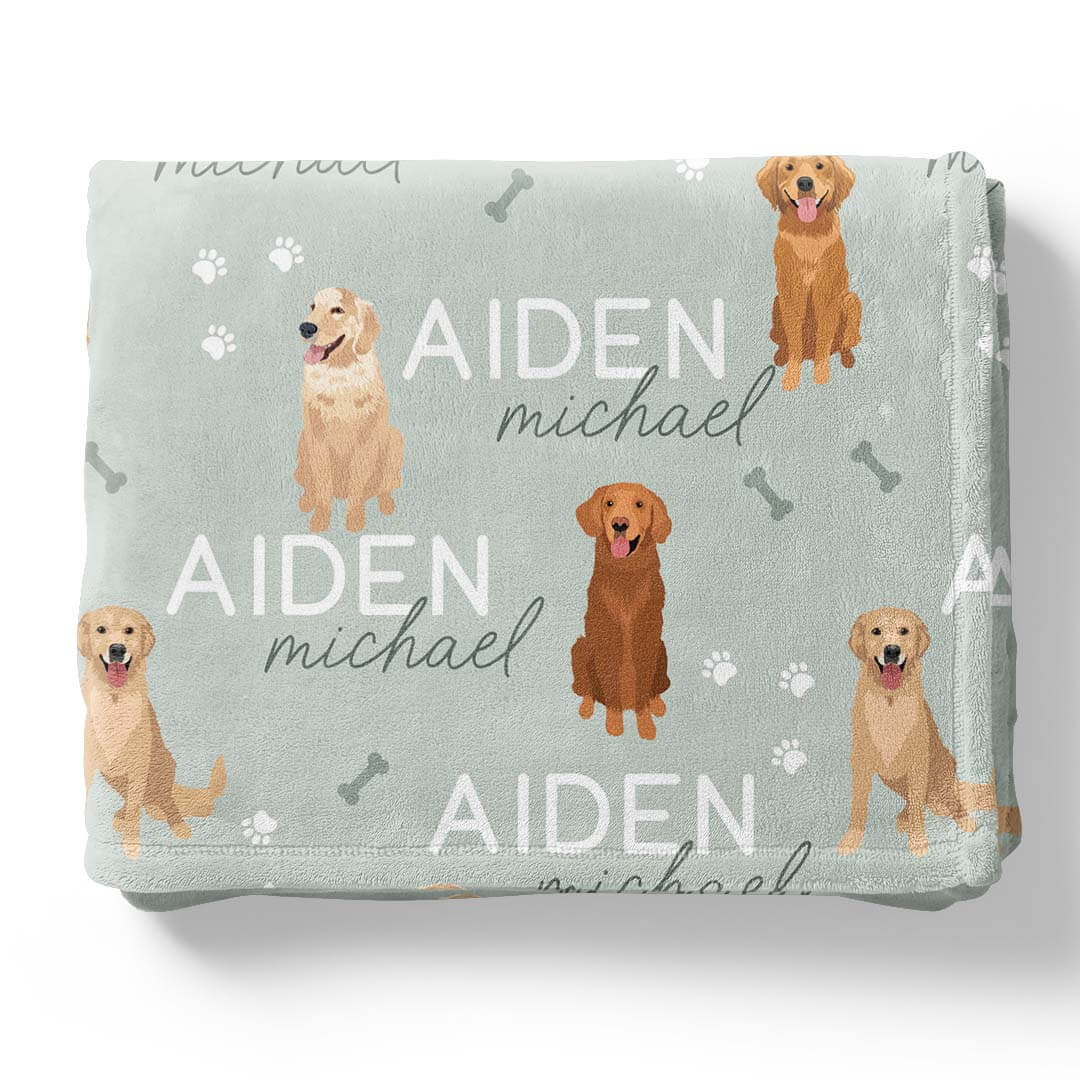 Personalized Kids Blanket | Golden Retriever | Caden Lane