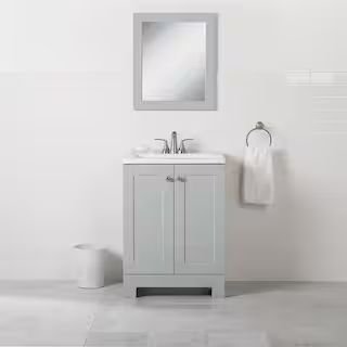 Glacier Bay 24 in. W x 19 in. D x 33 in. H Single Sink Freestanding Bath Vanity in Pearl Gray wit... | The Home Depot