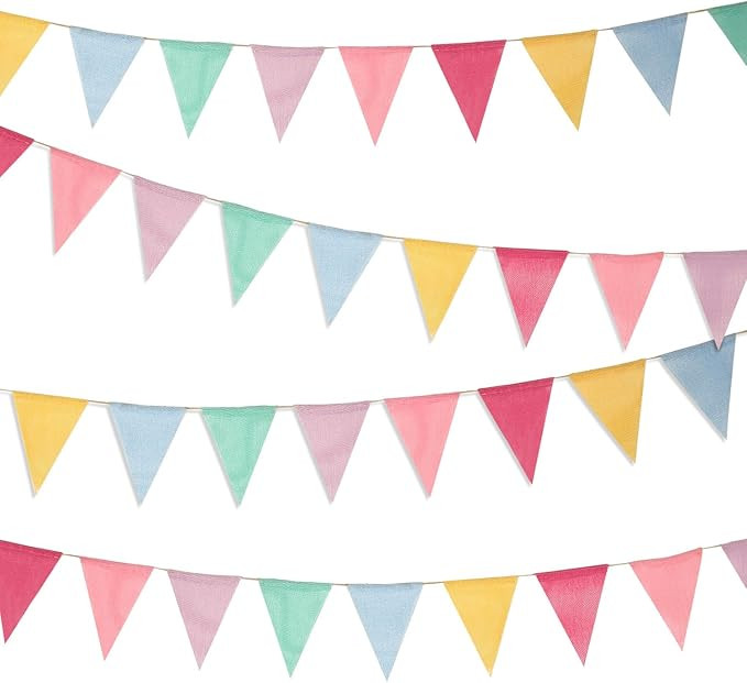 Boao 48 Pieces Colorful Pennant Flags Banner Imitated Burlap Bunting Banner Pastel Decor Fabric T... | Amazon (US)