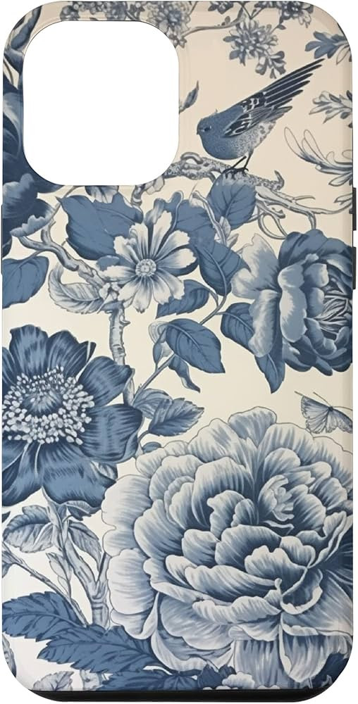iPhone 13 Pro Max Chinoiserie Floral Toile Blue and White Case | Amazon (US)