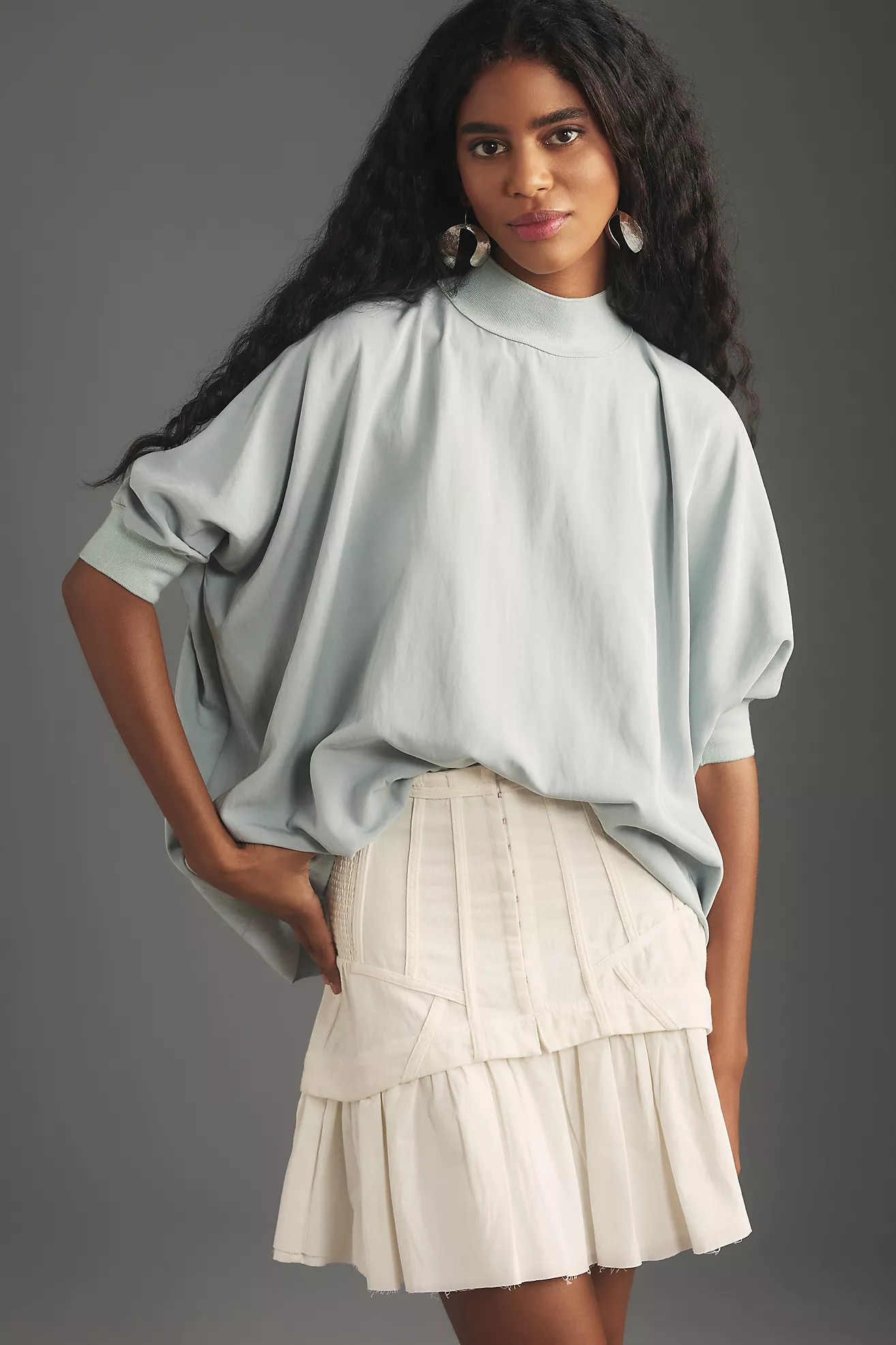 Flat White Turtleneck Popover Top | Anthropologie (US)