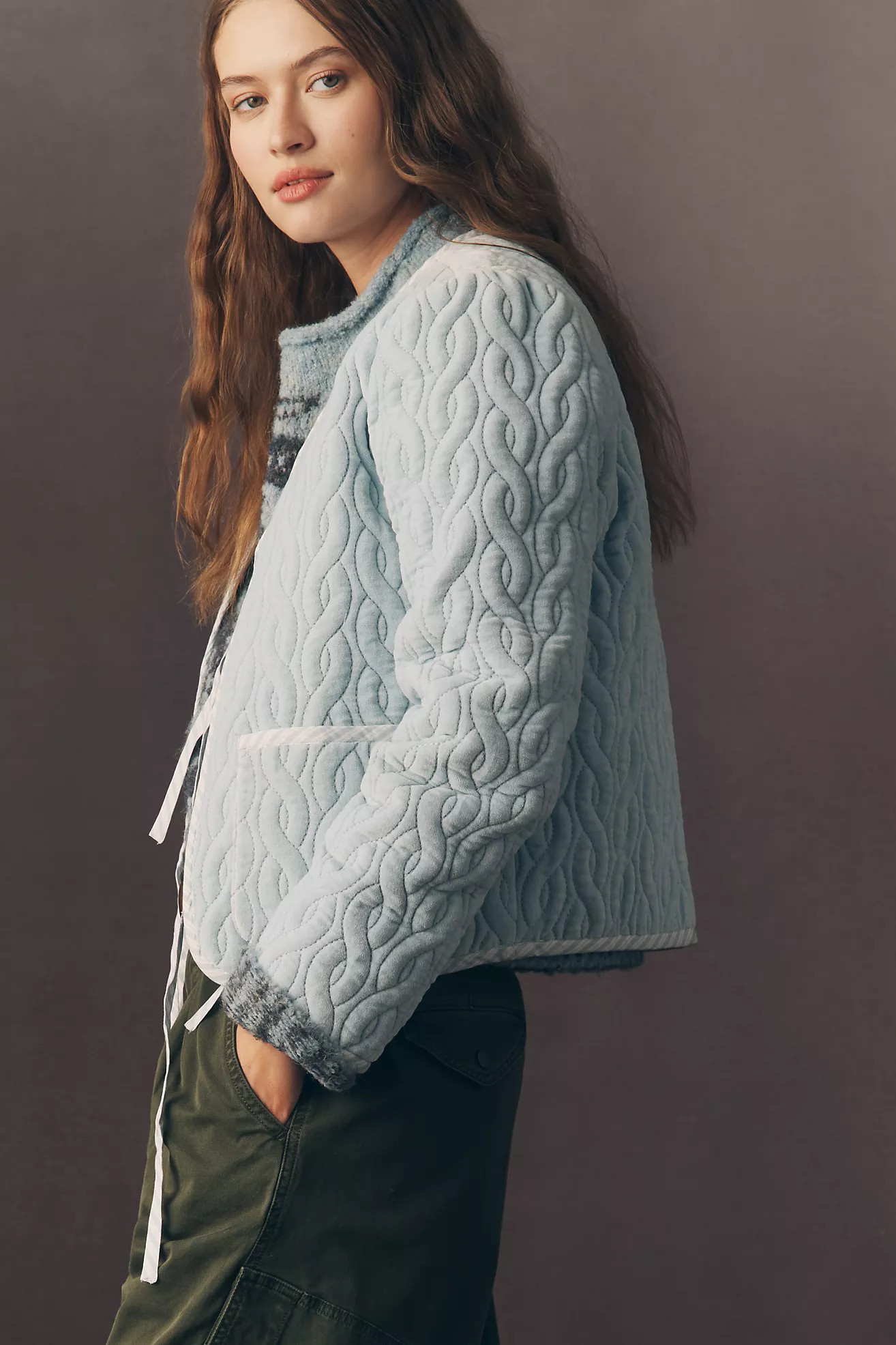 Forever That Girl Quilted Velvet Tie-Front Jacket | Anthropologie (US)