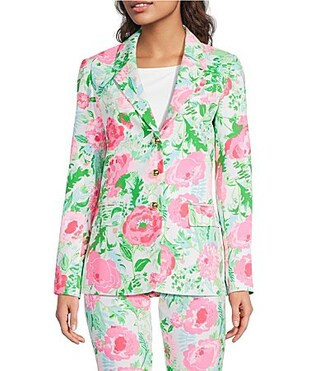 Lilly Pulitzer Amryn Poppy Party Print V-Neck Long Sleeve Blazer - 4 | Dillard's