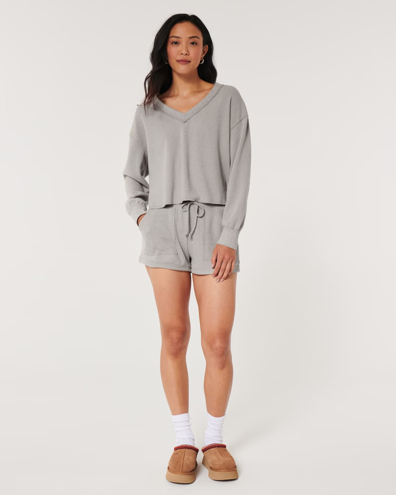 Gilly Hicks Waffle V-Neck Top | Hollister (US)