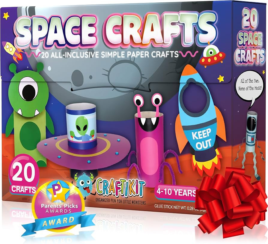 Craftikit® 20 Space Arts & Crafts for Kids - All-Inclusive Fun Toddler Craft Kit, Ages 3-10, Gal... | Amazon (US)