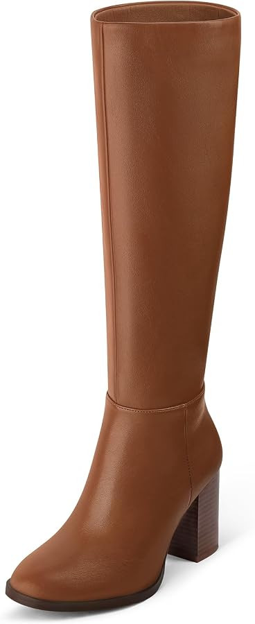 MUCCCUTE Knee High Boots for Women - Square Toe Chunky Block Heel Boots with Side Zipper Pull On ... | Amazon (US)
