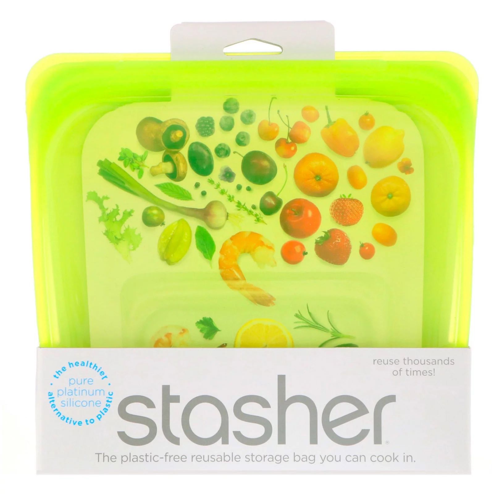 Stasher  Reusable Silicone Food Bag  Sandwich Size Medium  Lime  15 fl oz  450 ml | Walmart (US)
