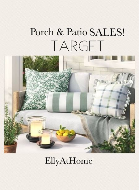 Porch and patio sales! Shop soon! outdoor collection from Studio McGee for Threshold at Target. Shop your favorites soon. Green throw pillows, outdoor lanterns, seating, coordinating umbrella, faux plant, bowl, side table. Free shipping 

#LTKSaleAlert #LTKHome #LTKSeasonal