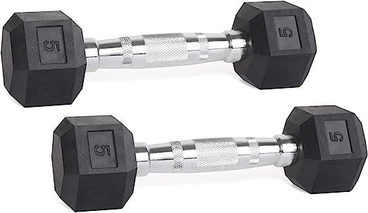 LIONSCOOL Rubber Encased Hex Dumbbells in Pairs or Single, Hand Dumbbell Weight with Metal Handle... | Amazon (US)