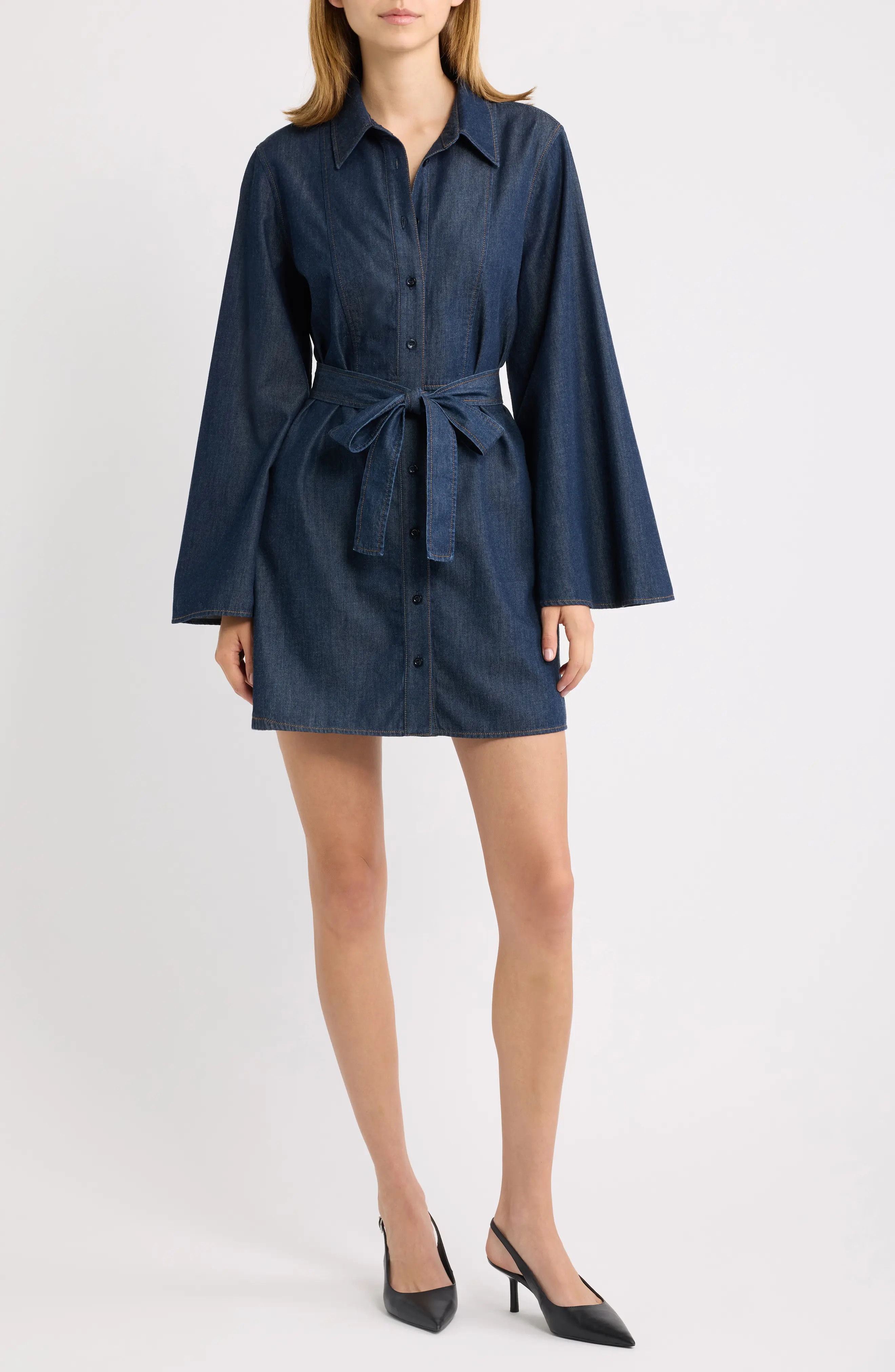 FRAME The Denim Tuxedo Minidress in Rinse at Nordstrom, Size Medium | Nordstrom