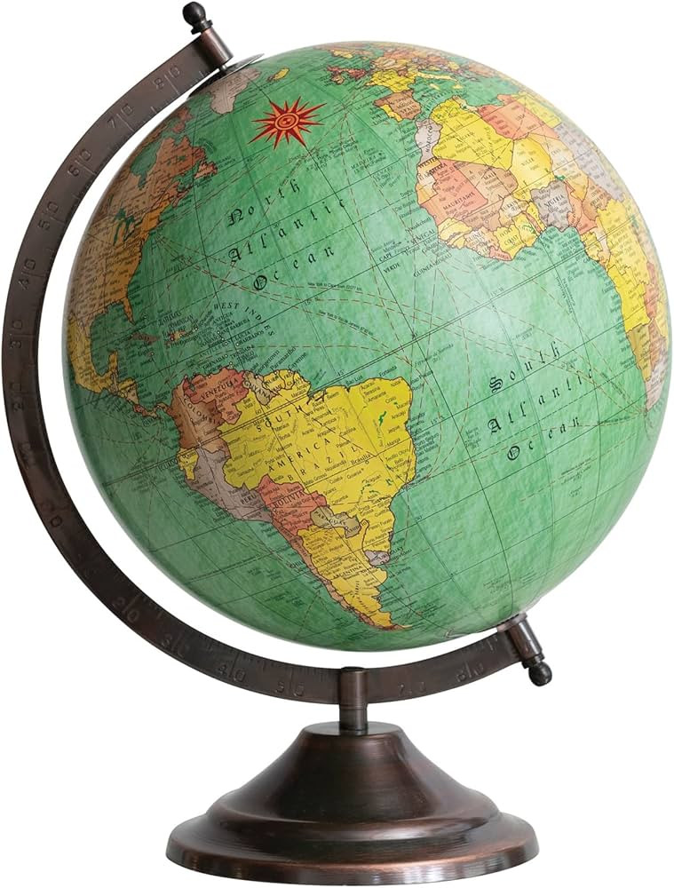Creative Co-Op Vintage Decorative World Globe on Metal Stand, Multicolor Décor, Multi | Amazon (US)