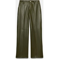 Zara - Faux-Leather Straight Pants - Khaki - S - Woman | Zara US