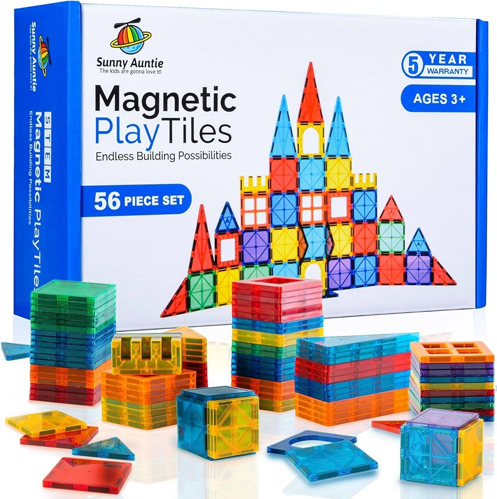 Magnetic Tiles, Toy for 3 4 5 6 Year Old Boys Girls Kids & Toddlers, Magnetic Blocks Building Set... | Amazon (US)