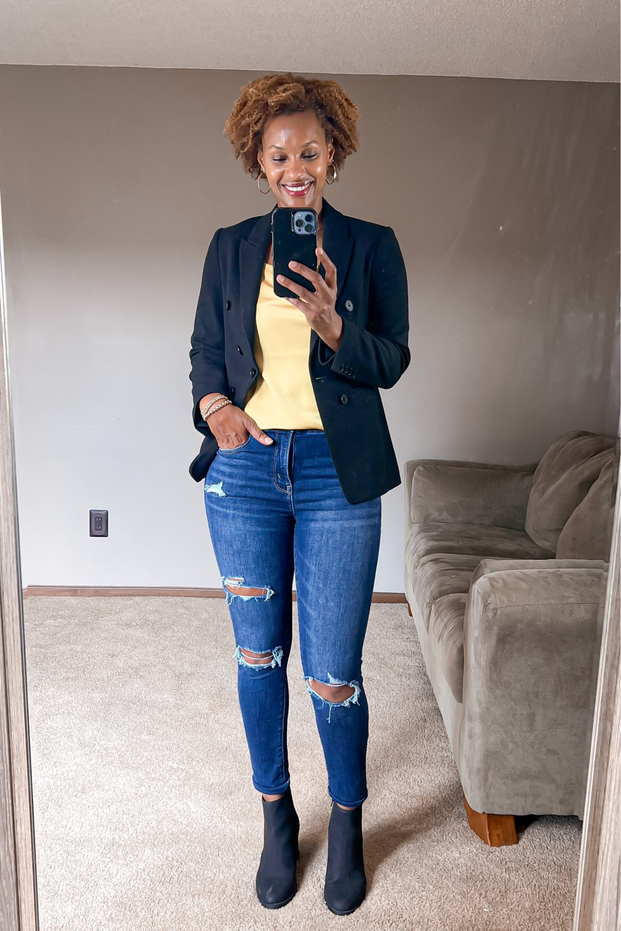 I’m keeping my favorite summer cami and building an easy fall outfit by adding my jeans and blazer

#LTKSeasonal #LTKstyletip