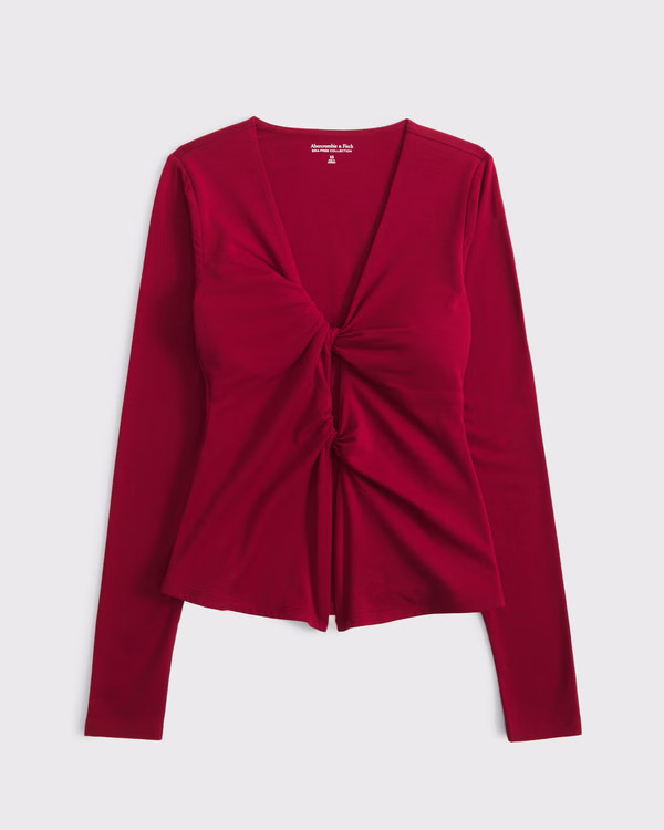 Bra-Free Long-Sleeve Mesh Twist Cutout Top | Abercrombie & Fitch (US)