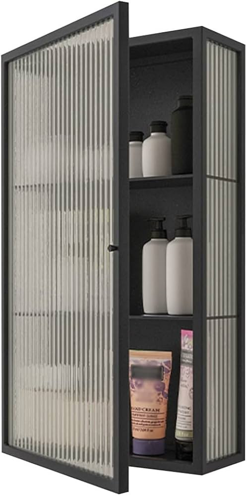PHSP Black Wall Cupboard - Single Door Glass Storage Cabinet (60 x 35 x 15cm) for Living Room, Be... | Amazon (US)