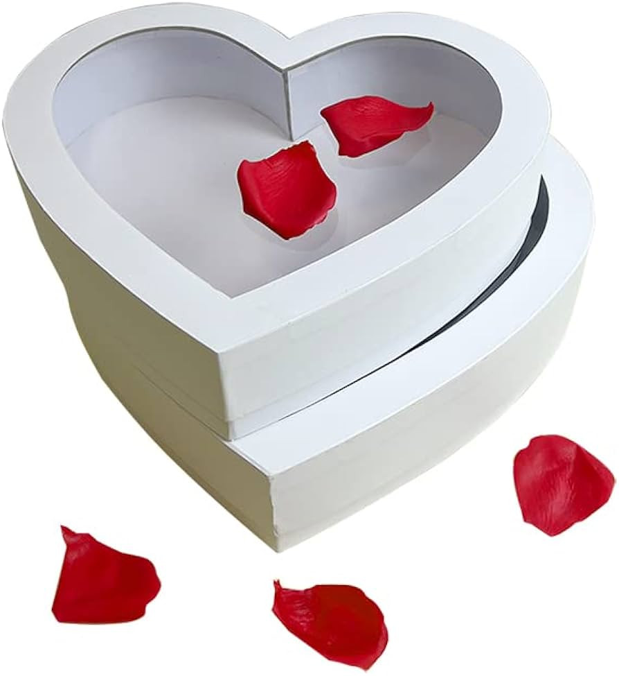 10"Cardboard Heart Shaped Mache Flowers Packaging Strawberries Sweets Gift Box with Clear Lid Set... | Amazon (US)