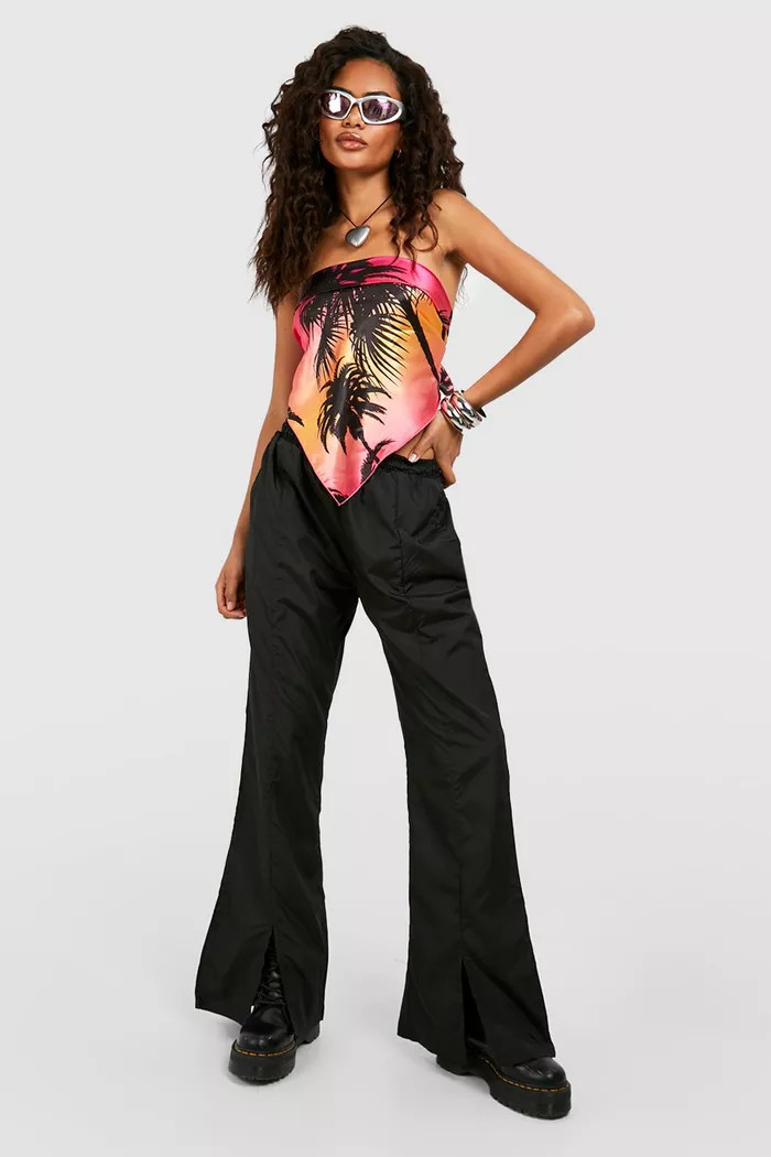 Split Front Cargo Nylon Pants | boohoo (US & Canada)