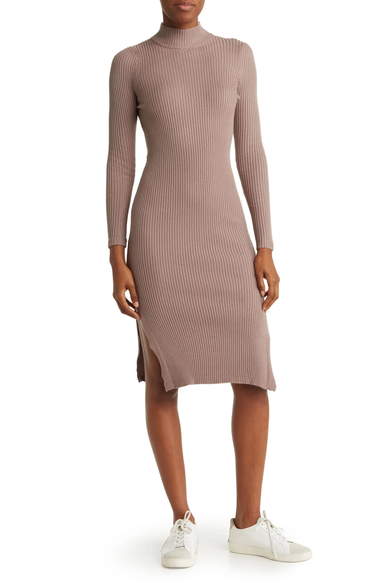 Magaschoni Mock Neck Long Sleeve Ribbed Midi Dress | Nordstromrack | Nordstrom Rack