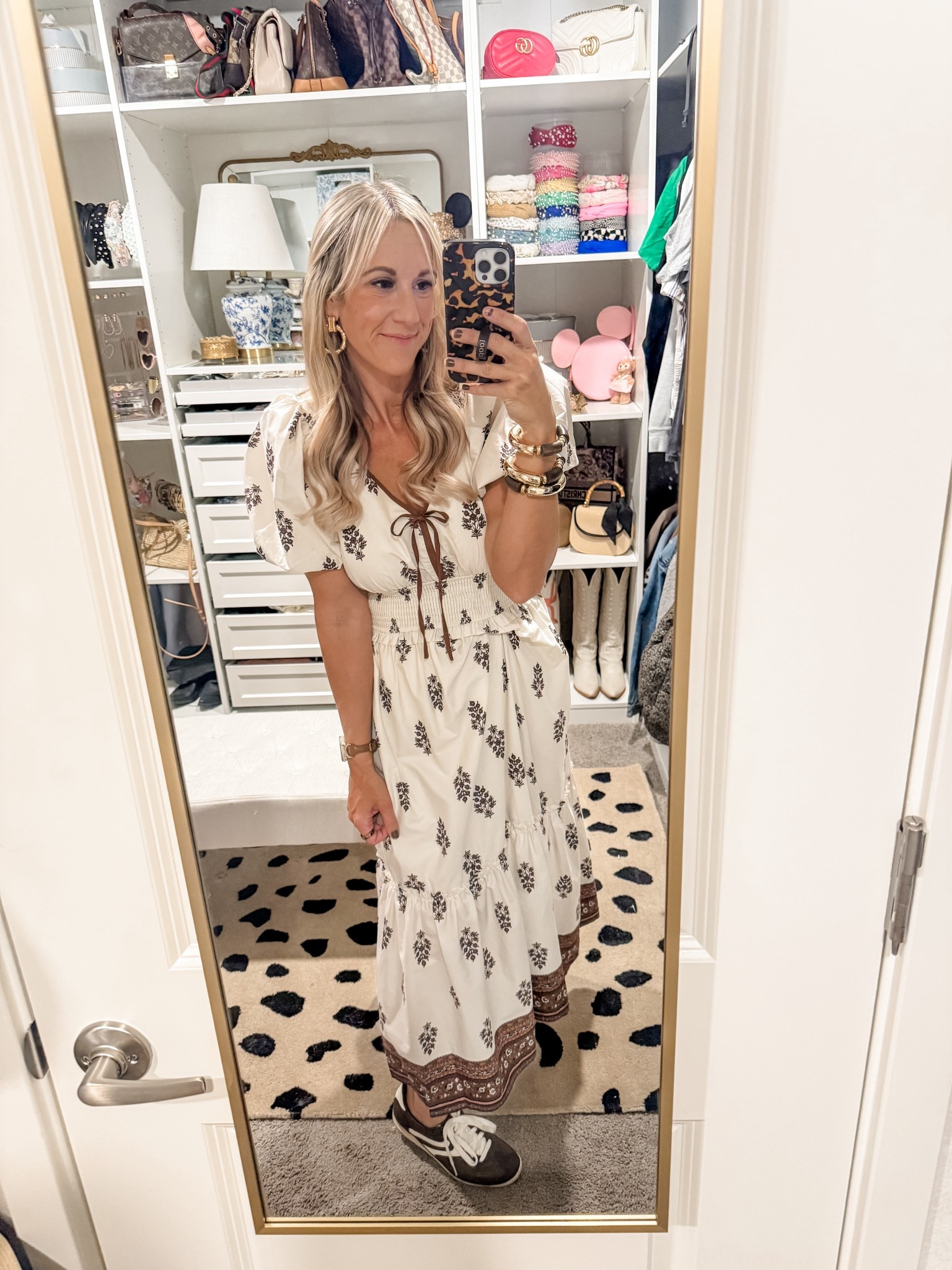 This Moon River dress y’all! The absolute perfect fall transition dress! The chocolate browns and block print omg!!! And these under $30 Walmart sneakers are the most comfy!!! Wearing a small in the dress. 

#LTKSeasonal #LTKOver40 #LTKStyleTip