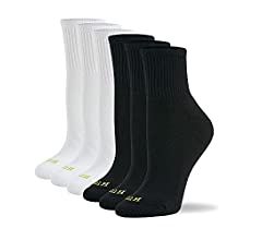 HUE Women's Cotton Mini Crew Socks - Size 6-10 - Ladies Athletic Cushioned Workout Socks | Amazon (US)