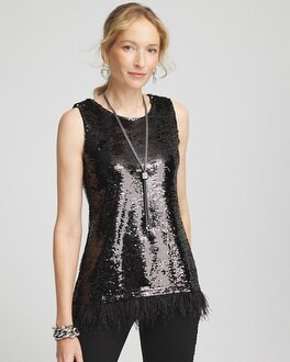 Faux-Feather Sequin Tank | Chico's