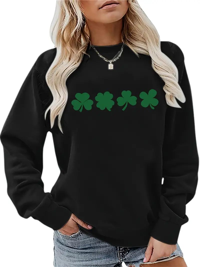 St. Patrick's Day Clover Print Sweatshirt Casual Crew Neck - Temu | Temu Affiliate Program
