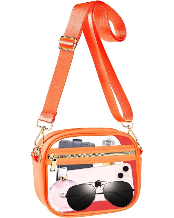 Fibrdoo Clear Bag Stadium Approved, Leather Clear Crossbody Purse Bag for Concerts Sports Events ... | Amazon (US)
