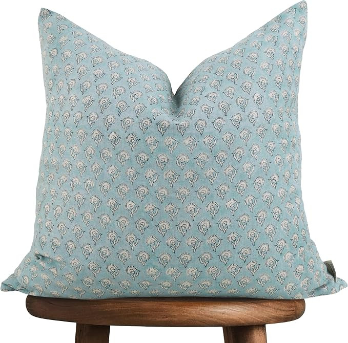 Hand-Block Printed, Artisan-Made Neutral Accent Throw Pillow Covers- 100% Cotton Cushion for Sofa... | Amazon (US)