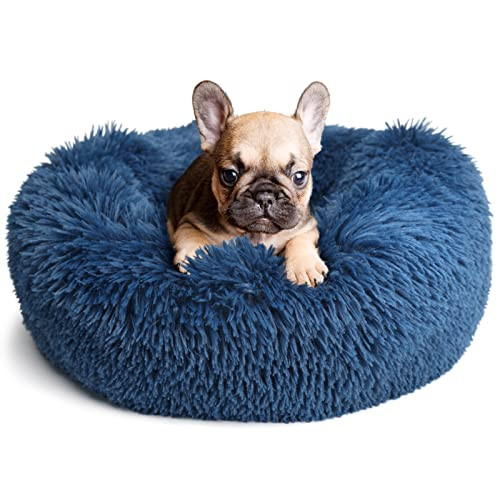 Small Dog Bed for Calming Dog 19 inches Navy Blue Puppy Bed for Extra Small Dog Bed Washble Anti-Anxiety Puppy Bed Machine Washable Cozy Soft Pet Round Bed Fits up to 15 lbs. | Amazon (US)
