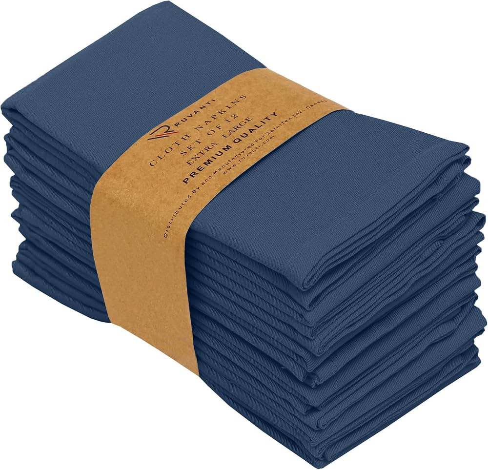 Ruvanti Cloth Napkins Set of 12, 18x18 Inches Napkins Cloth Washable, Soft, Durable, Absorbent, C... | Amazon (US)