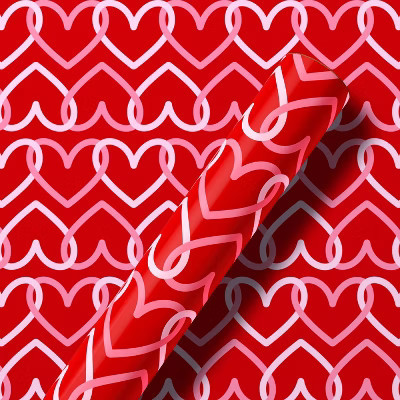 96"x30" Valentine's Day Wrapping Paper Heart Chain 20 sq ft | Target