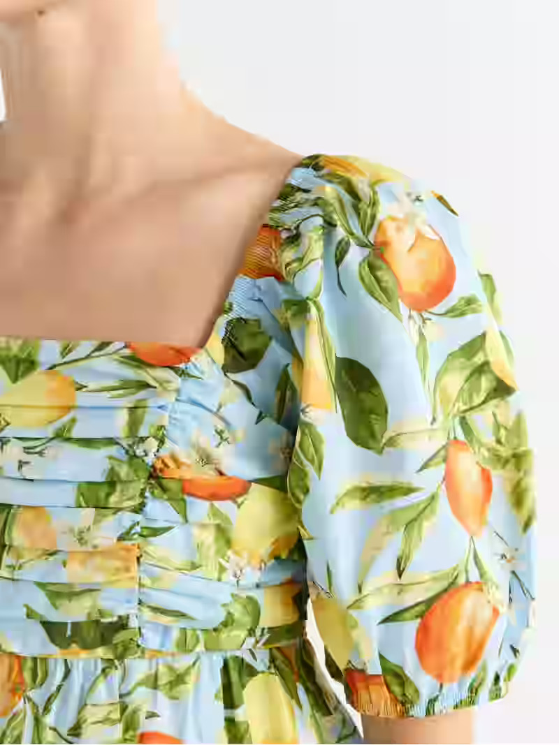 Free Assembly Women's Shirred Cotton Mini Dress with Puff Sleeves, Sizes XS-XXXL | Walmart (US)