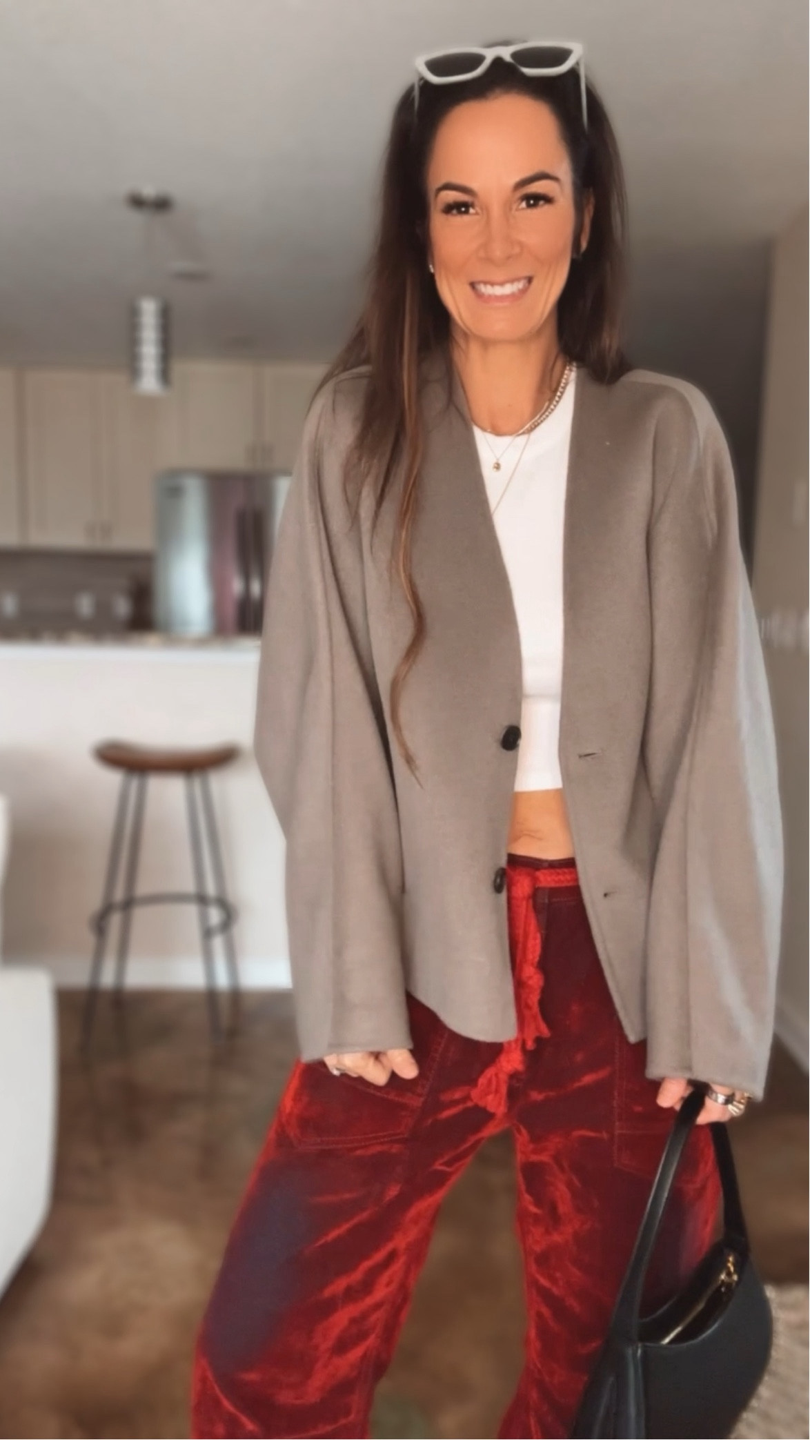 Red velvet pants, yes please 🍒  Mrs Claus is here and ready for the Holidays 🎄💃❤️ 

Tank: @abercrombie size S
Pants: @freepeople size 25
Jacket: @zara 
Shoes: @adidas 
Sunnies: @_jennybird 
Bag: @aupenofficial 

🛍️Link in bio to shop!

#Fall #Fallfashion #fallstyle #fashion #fashionblogger #fashionstyle #thanksgiving #musthave #suiting  #trousers #workwear #workstyle #redvelvetpants #jennybird #zara #aupen #freepeople #holidayfaahion #redvelvet #influencer #shop.LTK #Itkit #velvetpants #fallpant #itpant  

Red pants, velvet pants, power pants, fall trends, trends, fall style, tee shirt, outfit ideas, work wear outfit ideas, vegan leather shorts, wide leg, minimal style, menswear outfit, office wear, wool crop jacket, minimal style, neutral chic, Jenny Bird, Zara, Sweater, Aupen, Free People, holiday style, thanksgiving fashion, Christmas fashion, red velvet pants

#LTKSeasonal #LTKHoliday #LTKCyberWeek