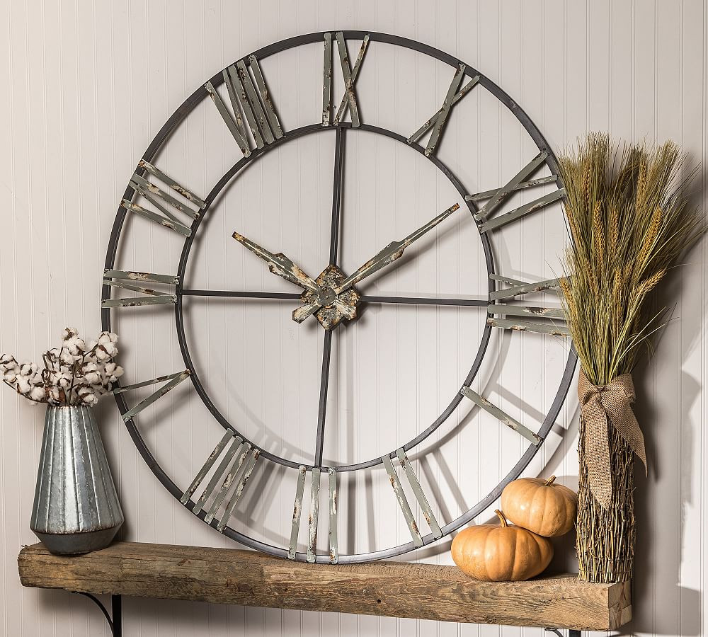Oversized Galvanized Wall Clock | Pottery Barn (US)