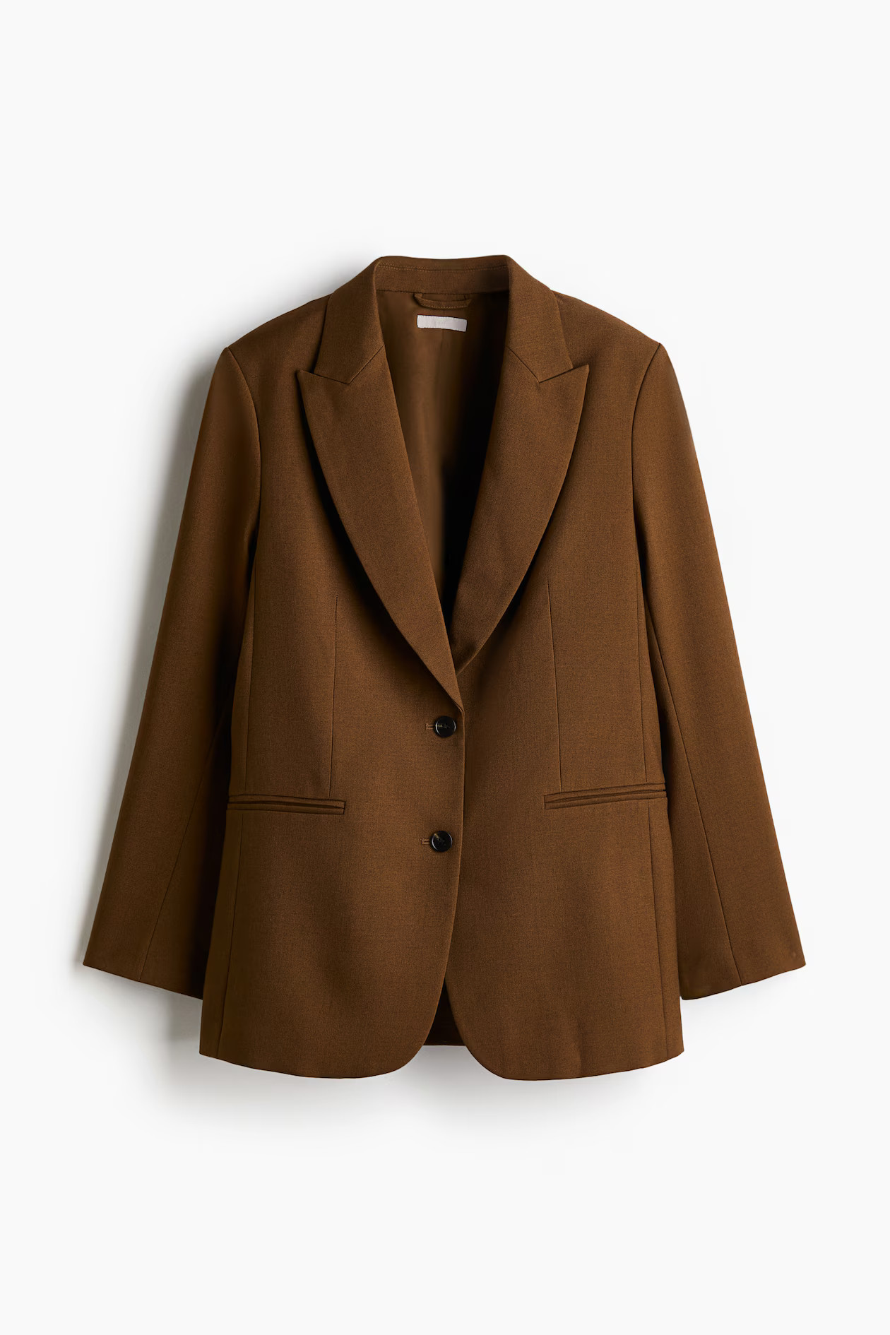Single-breasted blazer - V-neck - Long sleeve - Brown - Ladies | H&M GB | H&M (UK, MY, IN, SG, PH, TW, HK)