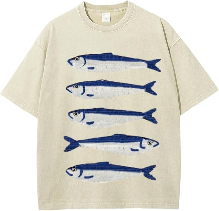 Women Oversized Graphic Tee Fisherman Core Aesthetic Y2k Grunge Fish Print T-Shirts Streetwear Su... | Amazon (US)