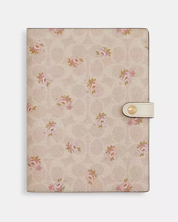 Notebook In Signature Canvas With Floral Print | Coach Outlet US