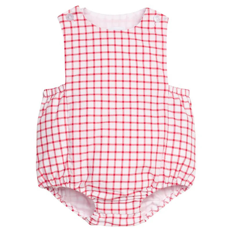 Little English Louis Sunsuit- Red Windowpane | JoJo Mommy
