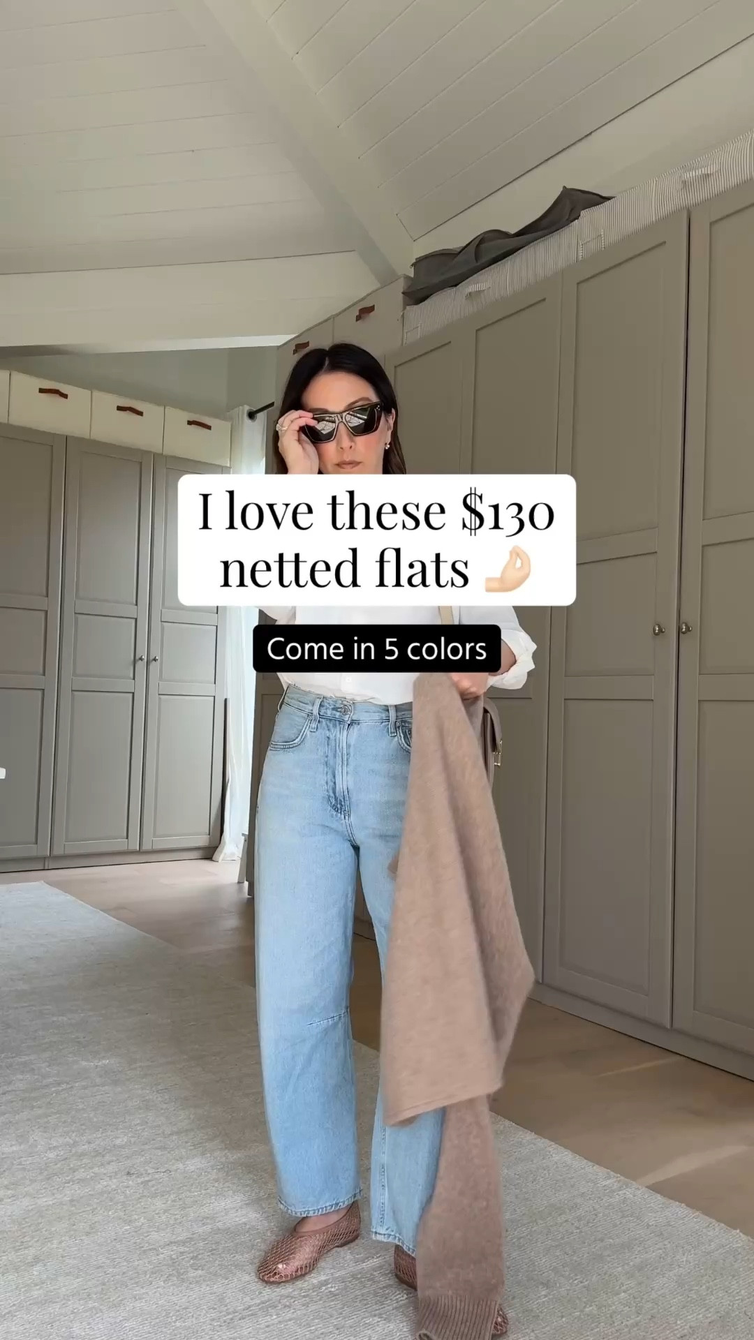 Marc Fisher Jazlyn mesh ballet flats.  More affordable alternative to my staud alba netted flats. Love these for spring/summer. Come in 5 colors. Size down a half size. 

AYR shirt xs
Citizens of humanity Miro jeans petite 25
Marc Fosher flats 5. Run big
Quince cashmere sweater xs
Sezane Milo bag - color is old, linked similar. 
Celine sunglasses 
Electric Picks earrings 
Dorsey James necklace 15"

Petite style, jeans, spring outfits 2026


#LTKootd #LTKmomlife #LTKPetite