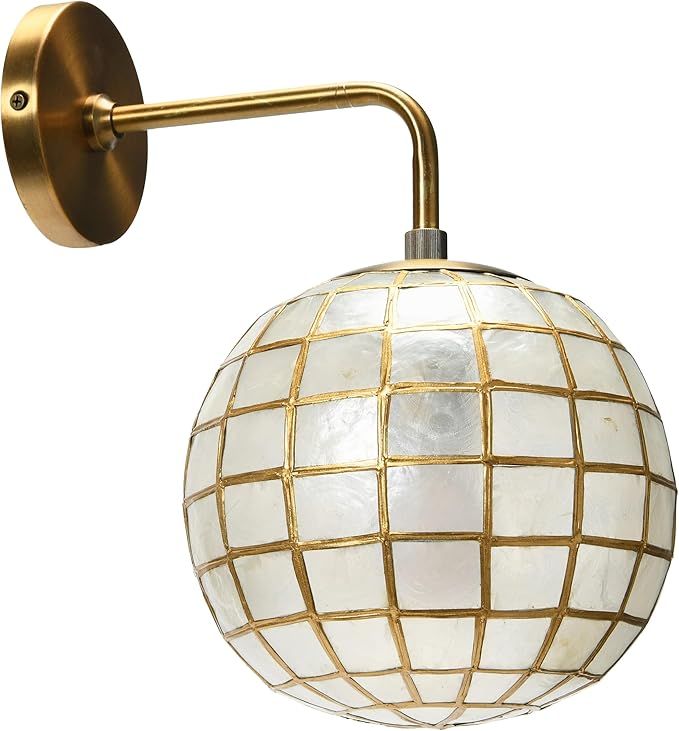 Creative Co-Op DF4647 Metal Princess Capiz Wall Lamp Sconce, Brass | Amazon (US)