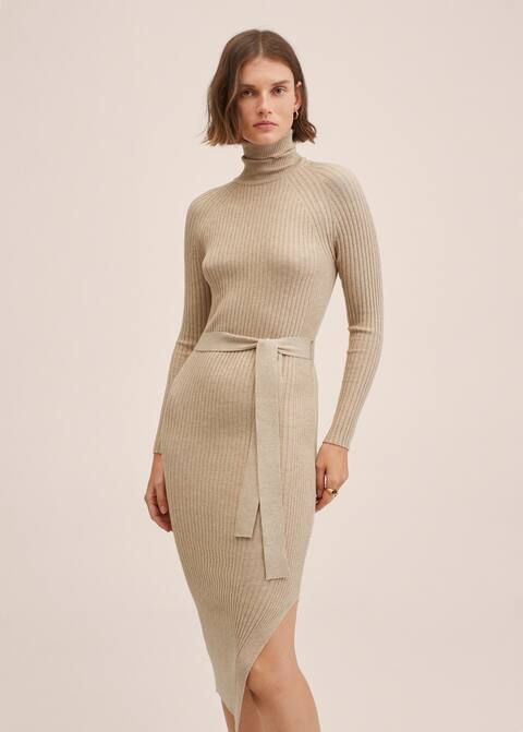 Knitted turtleneck dress | MANGO (US)