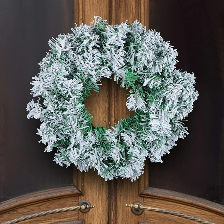 Zervatek Christmas Wreath Flocked Pine Wreath Snowy Holiday Hanging Decoration for Front Door | Walmart (US)