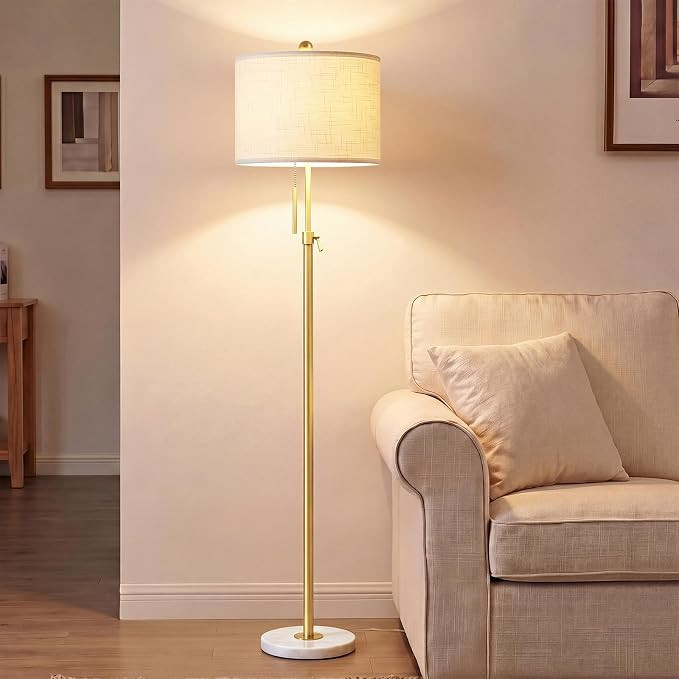 Qingmiao Gold Floor Lamps for Living Room, 55"-67" Height Adjustable Modern Tall Lamp, 3-Way Dimm... | Amazon (CA)